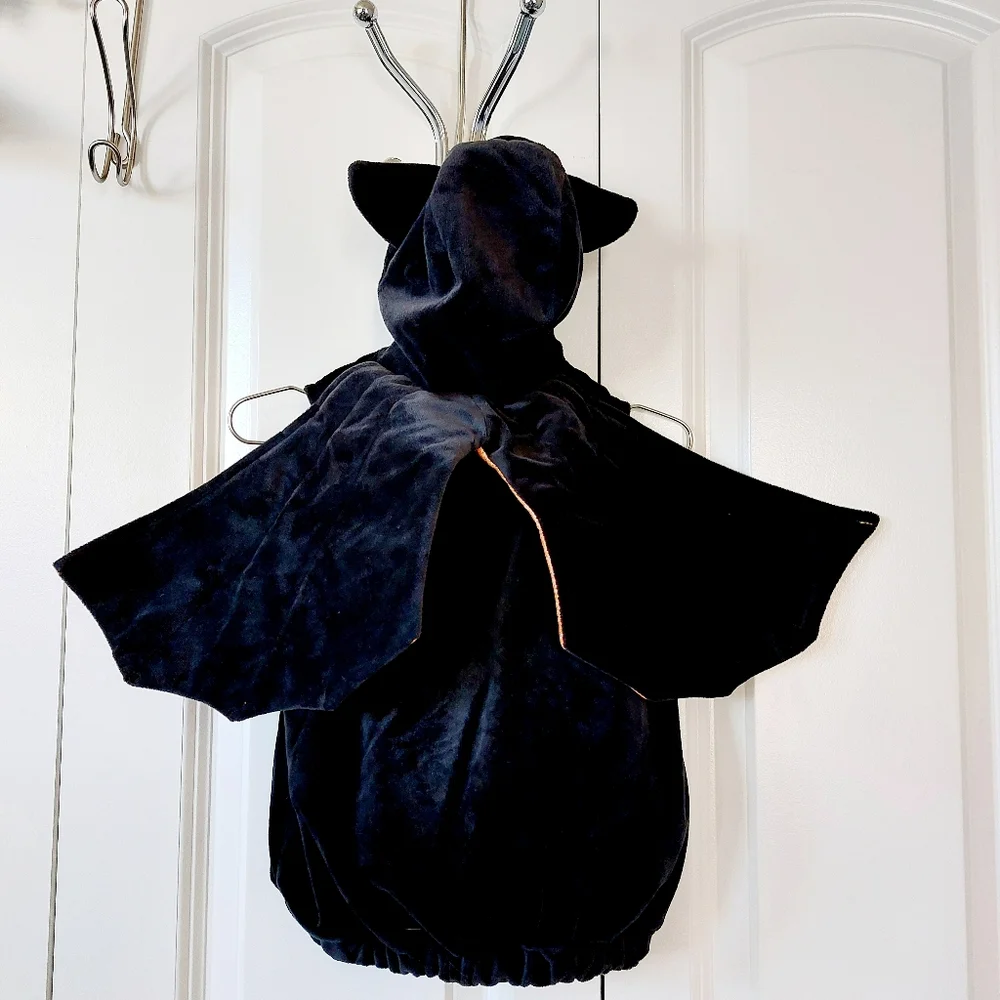 Black Bat Costume with Orange Metallic Wings size‎ 0-6 months Infant Halloween